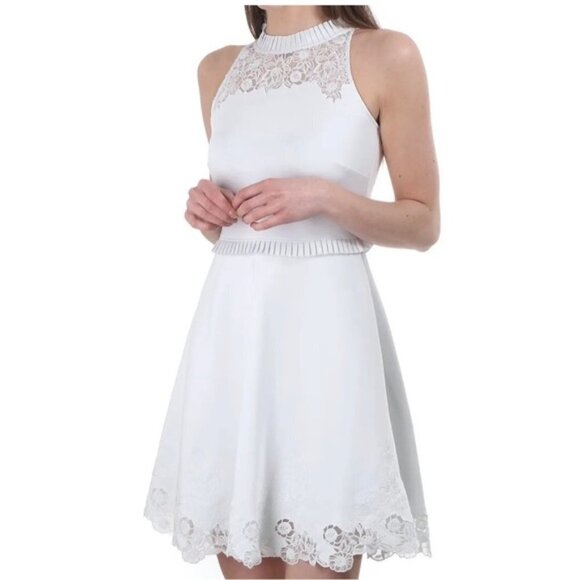 TED BAKER London mint green Zafron lace details dress